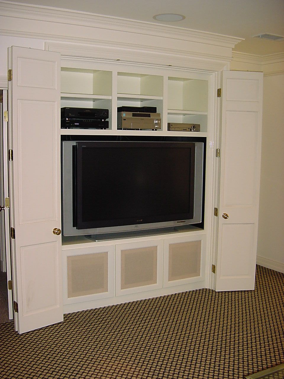 Entertainment center with new television