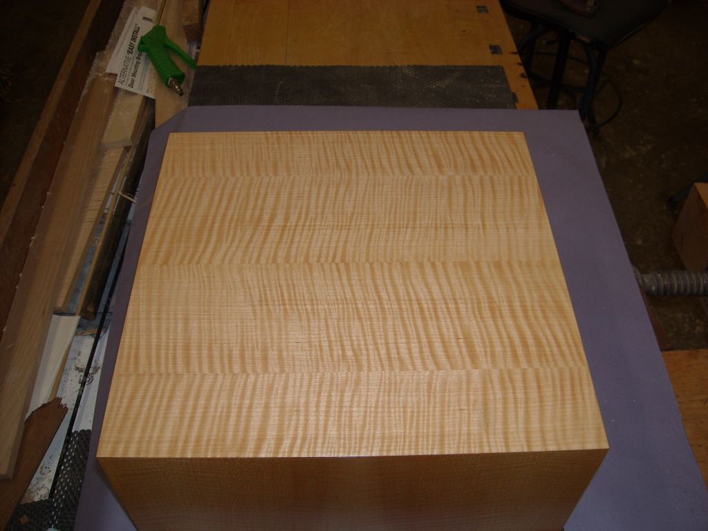 Close up of qtr sawn figured maple veneer